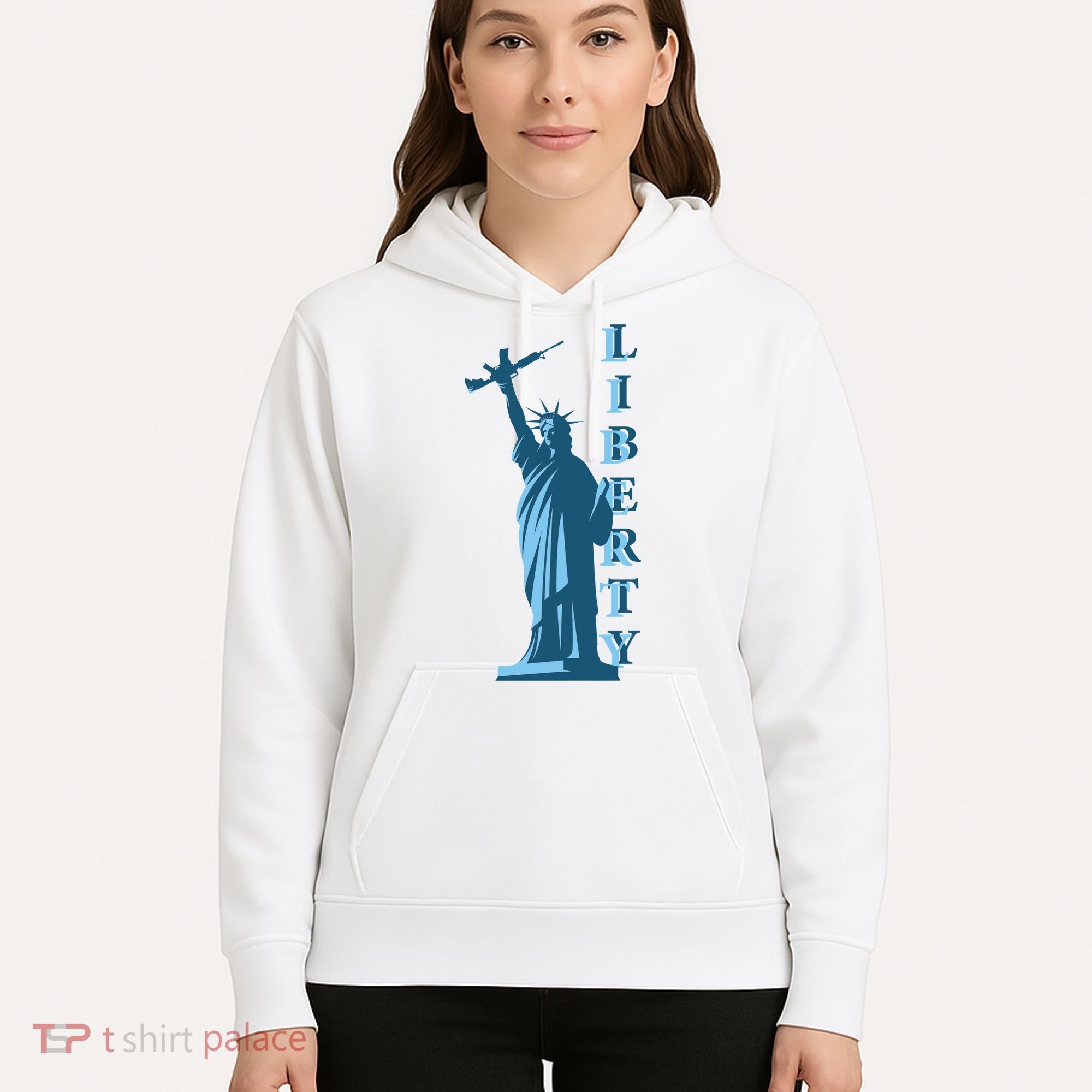 Stature Of Liberty Holding AR-15 Assault Rifle Hoodie