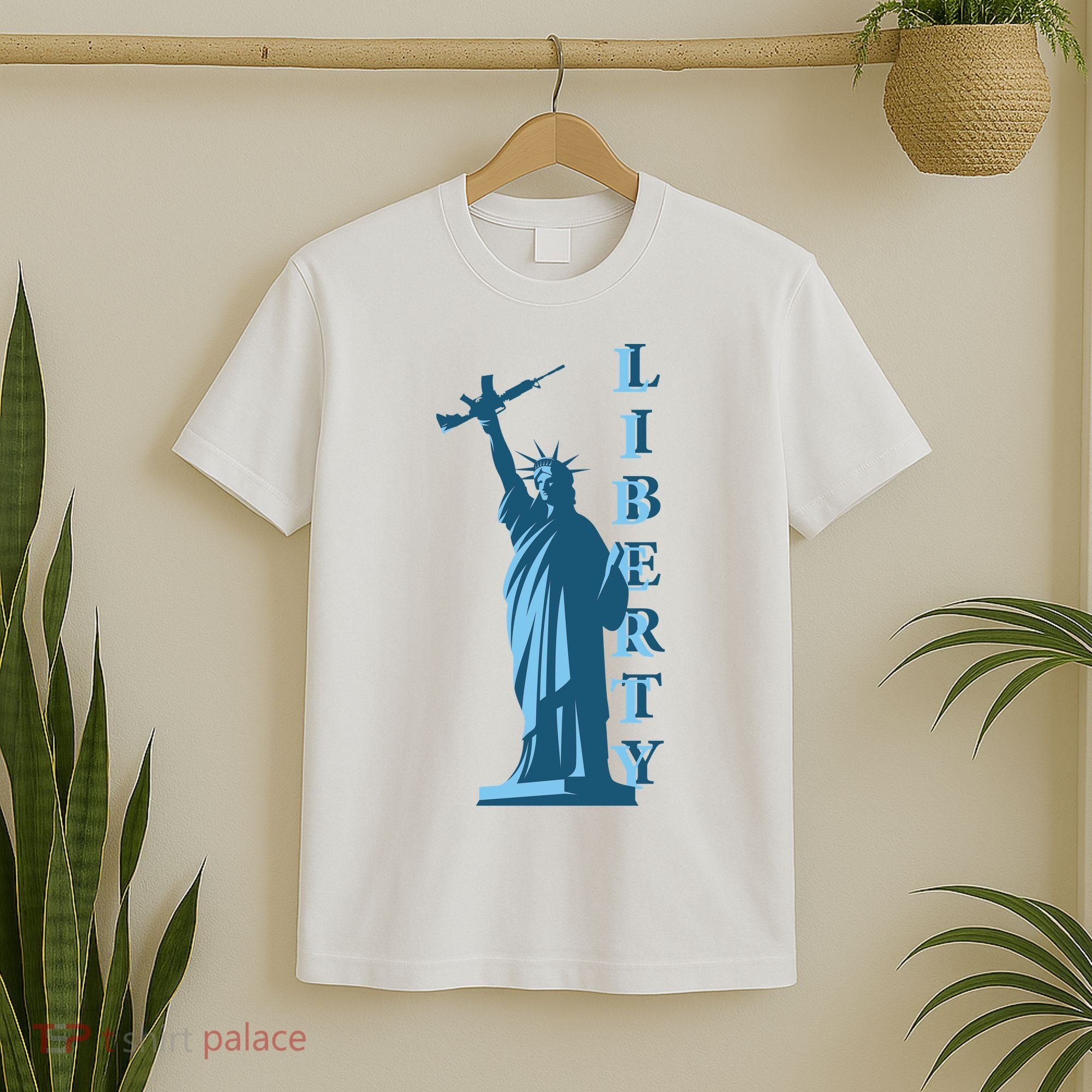 Stature Of Liberty Holding AR-15 Assault Rifle T-Shirt