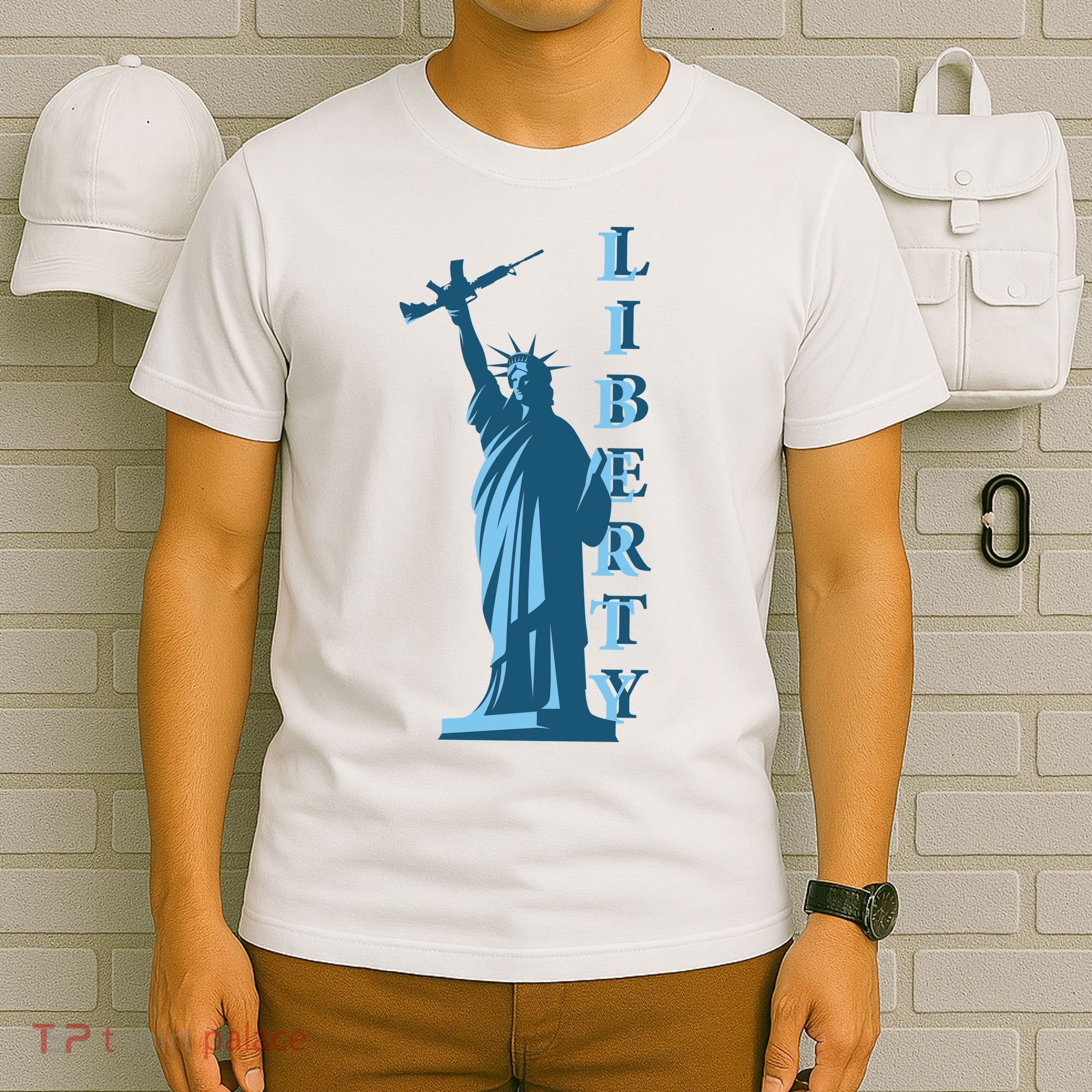 Stature Of Liberty Holding AR-15 Assault Rifle T-Shirt