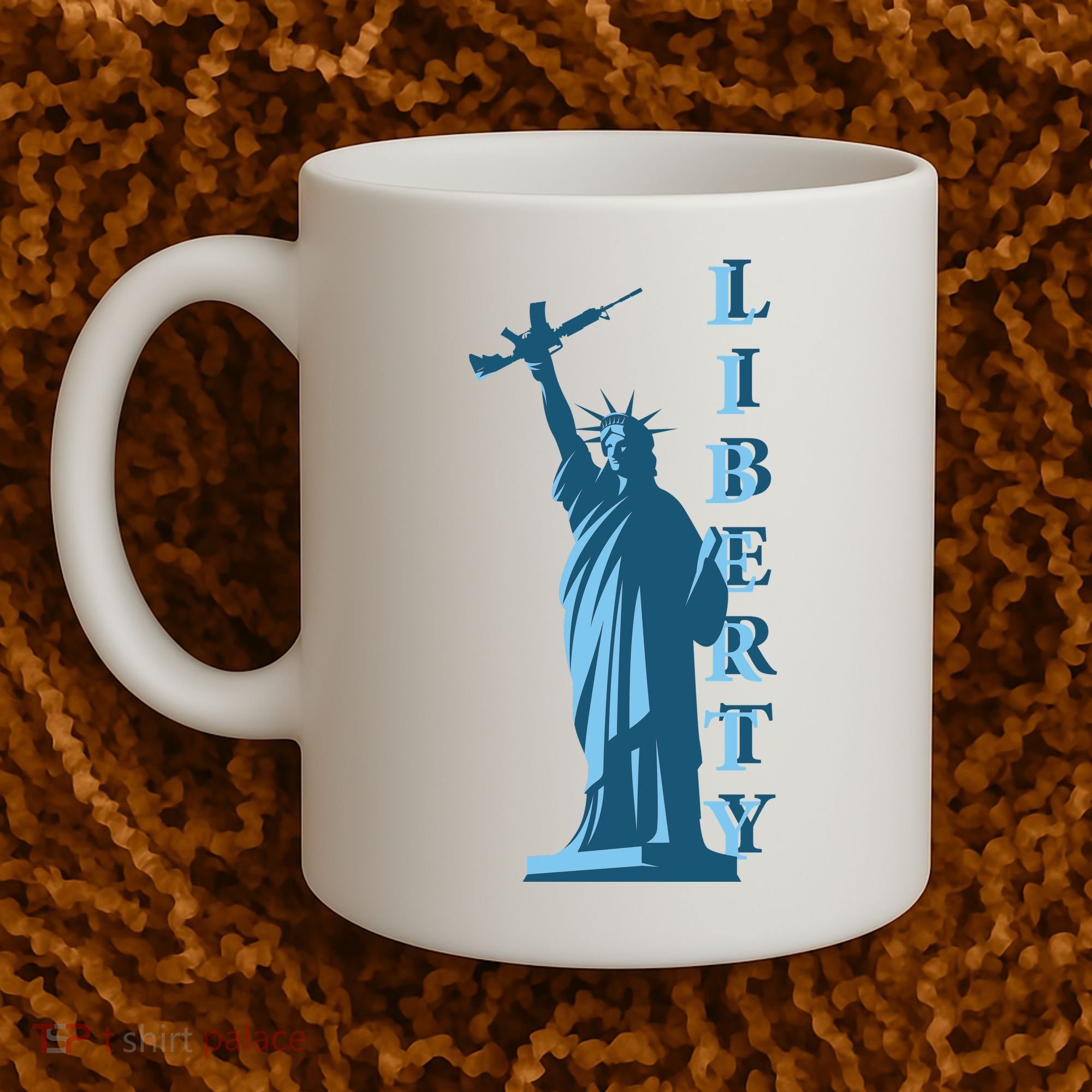 Stature Of Liberty Holding AR-15 Assault Rifle Coffee Mug