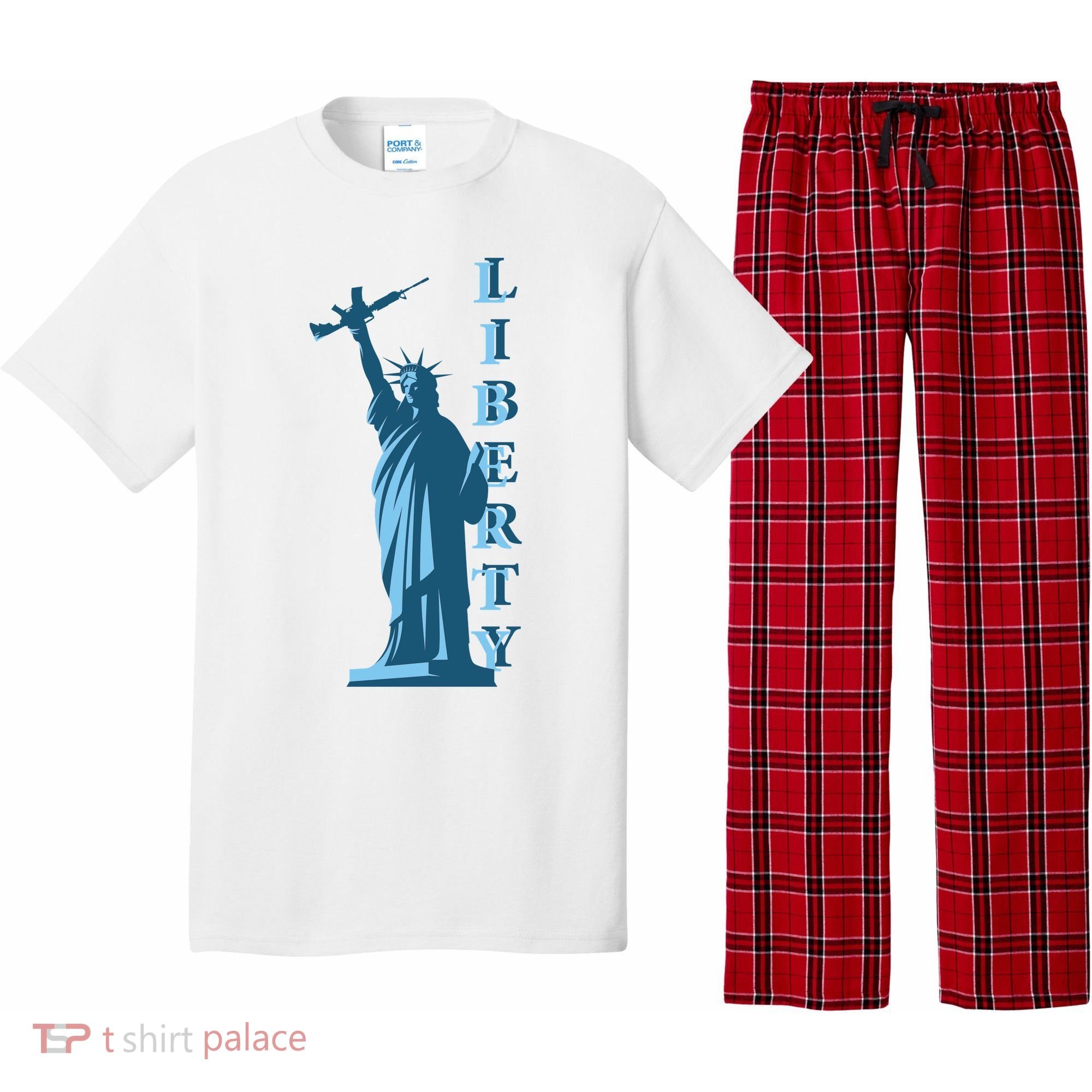 Stature Of Liberty Holding AR-15 Assault Rifle Pajama Set