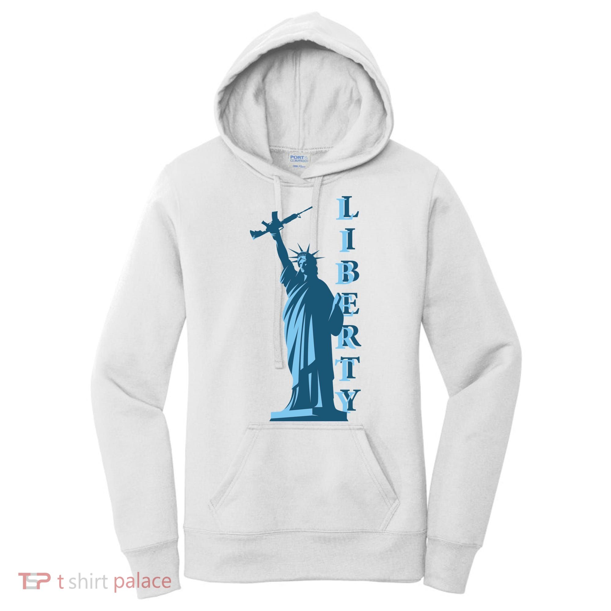Stature Of Liberty Holding AR-15 Assault Rifle Women's Hoodie