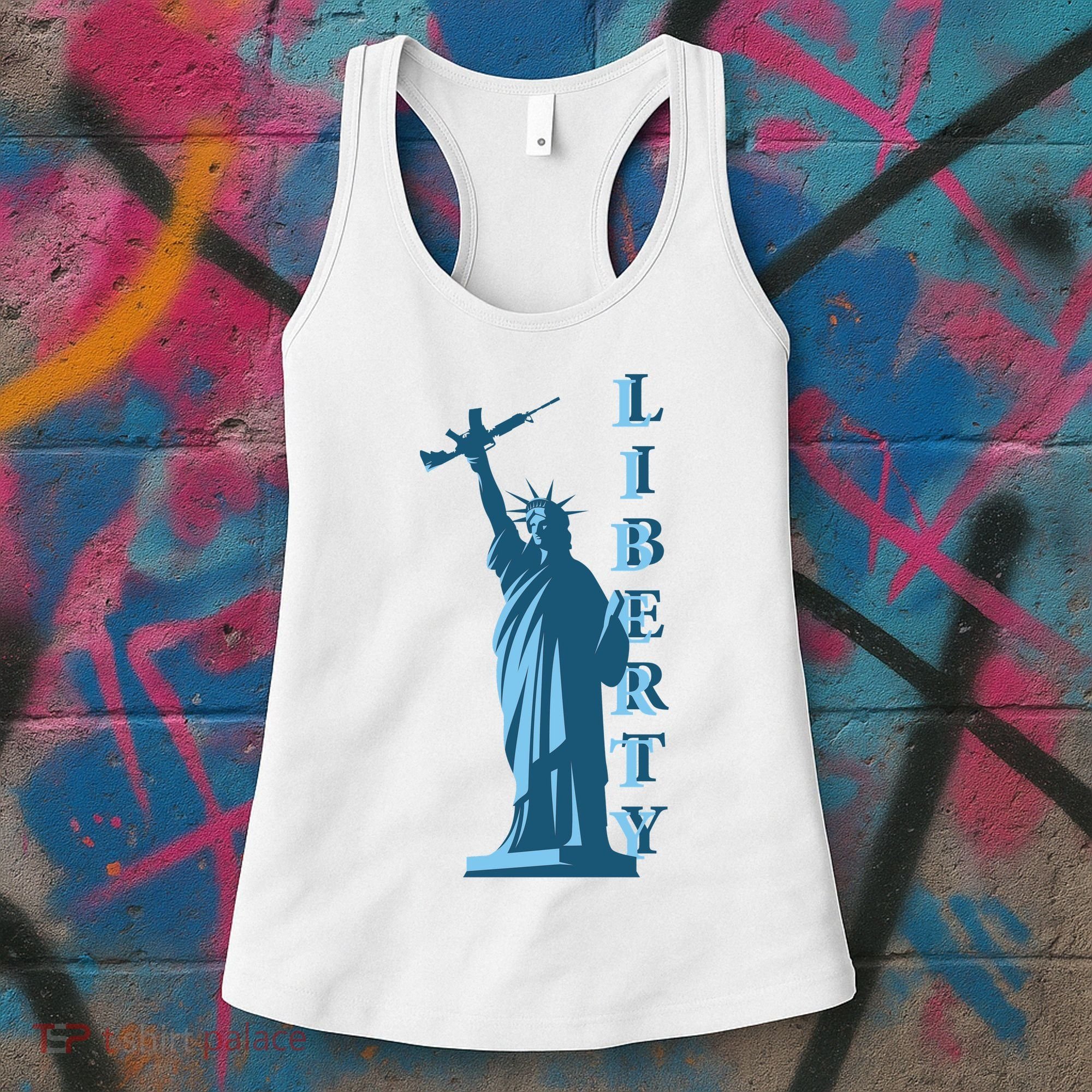 Stature Of Liberty Holding AR-15 Assault Rifle Women's Tank Top