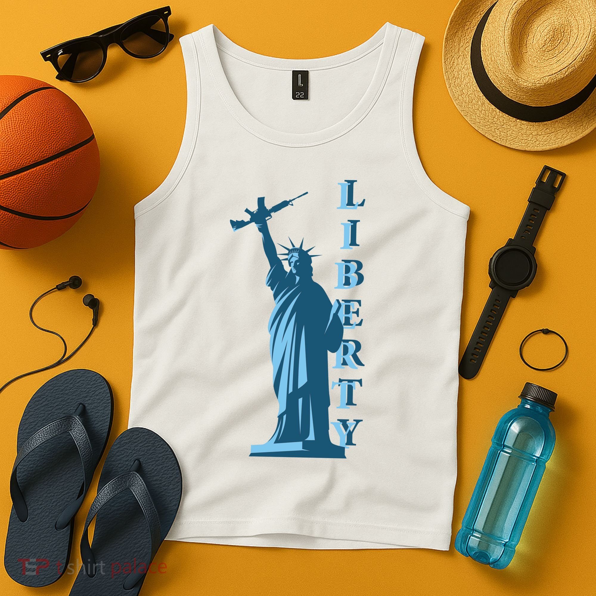 Stature Of Liberty Holding AR-15 Assault Rifle Tank Top