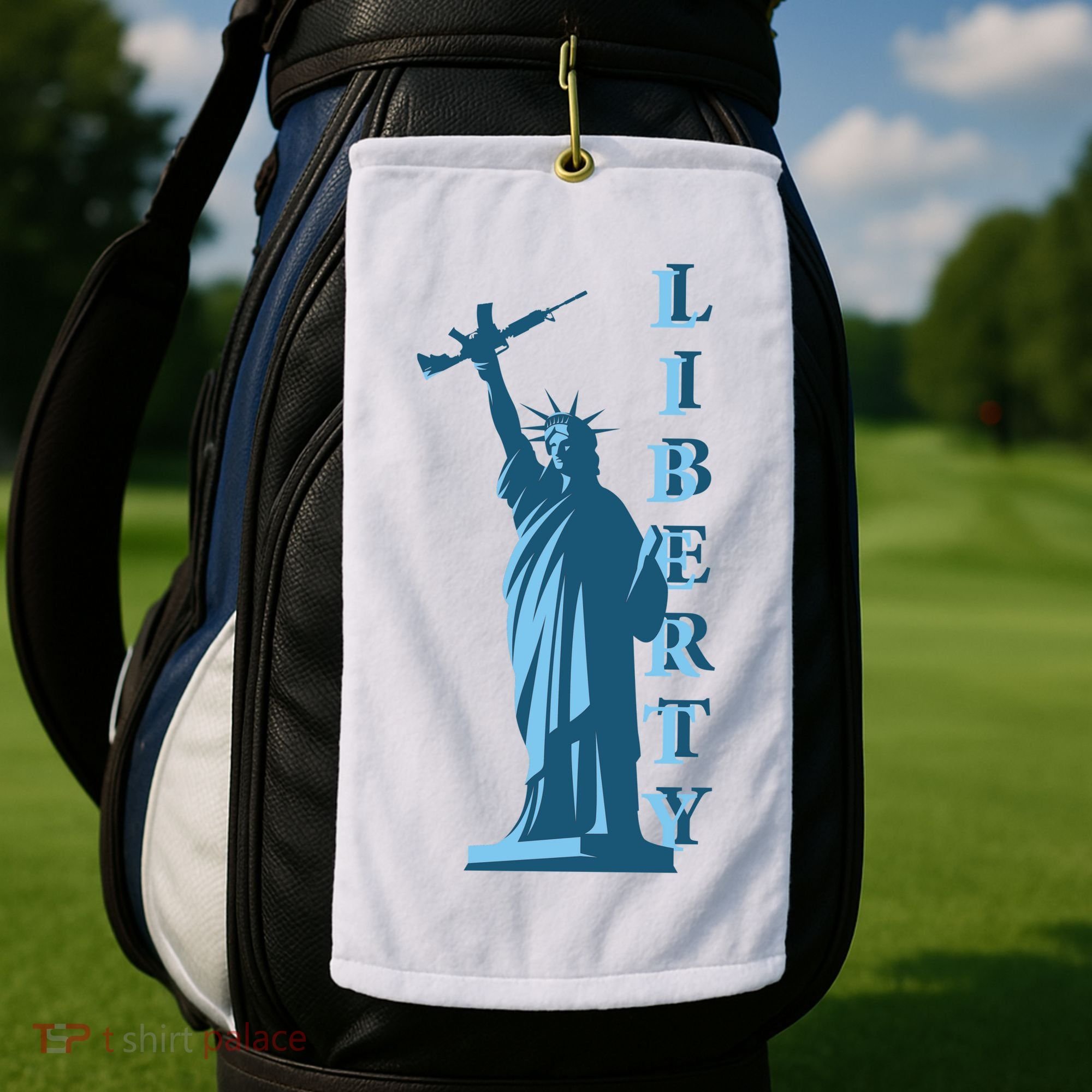 Stature Of Liberty Holding AR-15 Assault Rifle Golf Towel