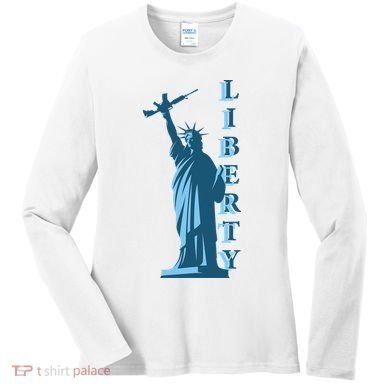 Stature Of Liberty Holding AR-15 Assault Rifle Women's Long Sleeve Shirt