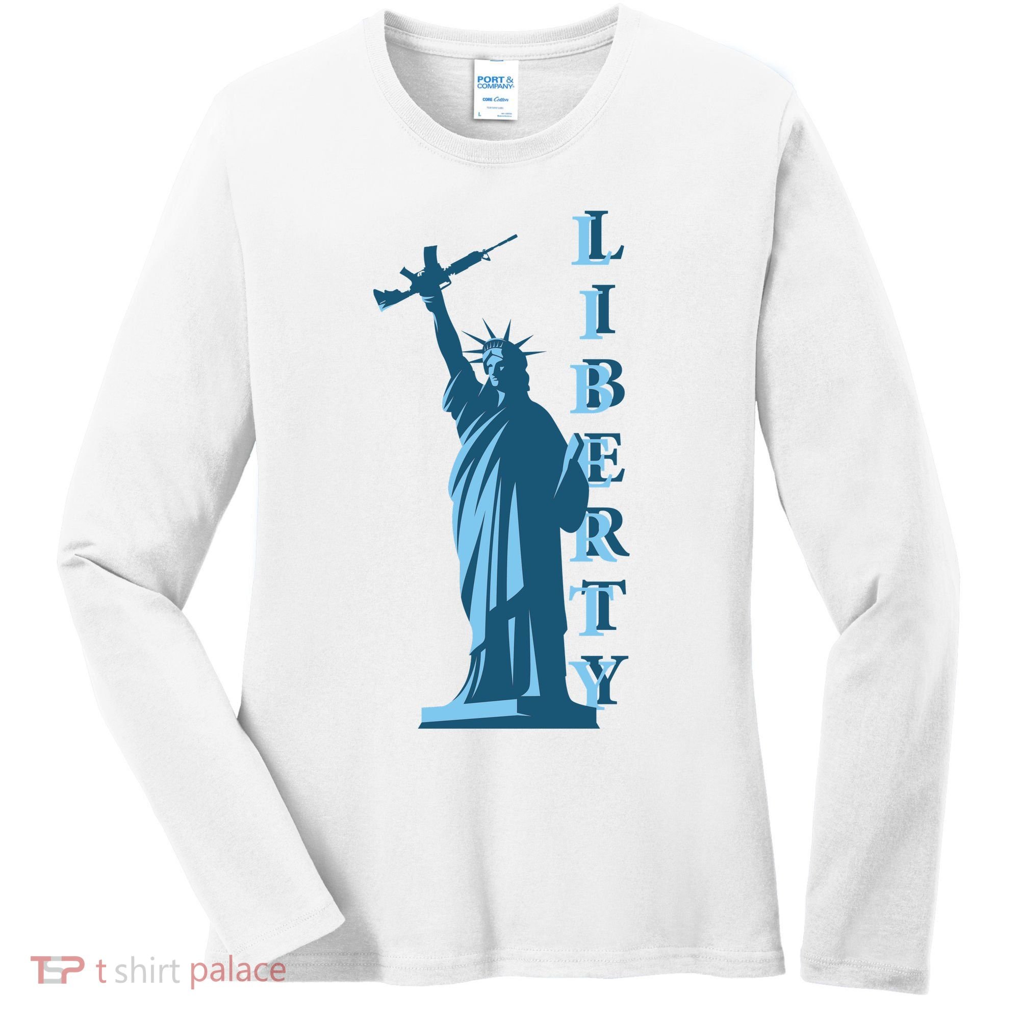 Stature Of Liberty Holding AR-15 Assault Rifle Women's Long Sleeve Shirt