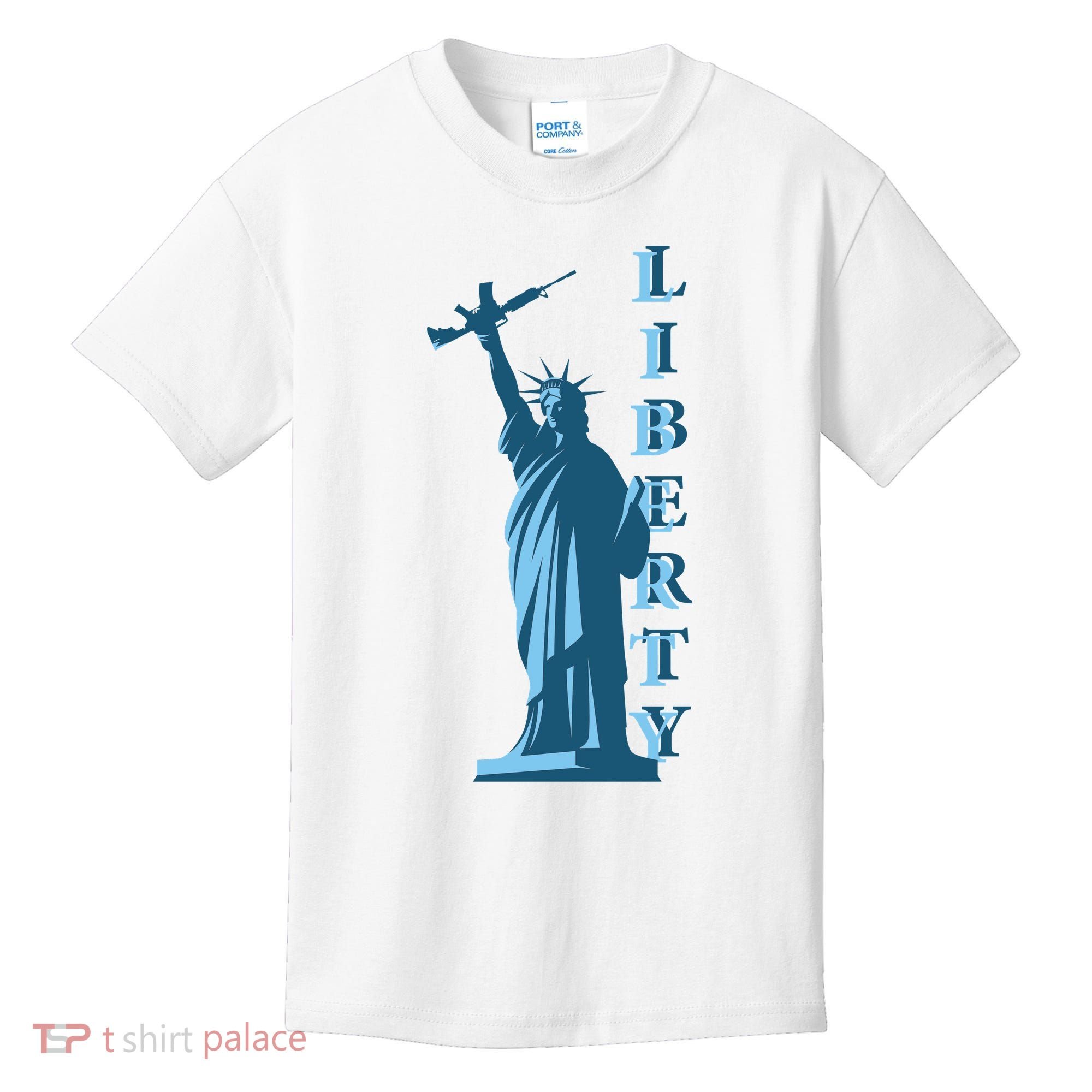 Stature Of Liberty Holding AR-15 Assault Rifle Kids T-Shirt