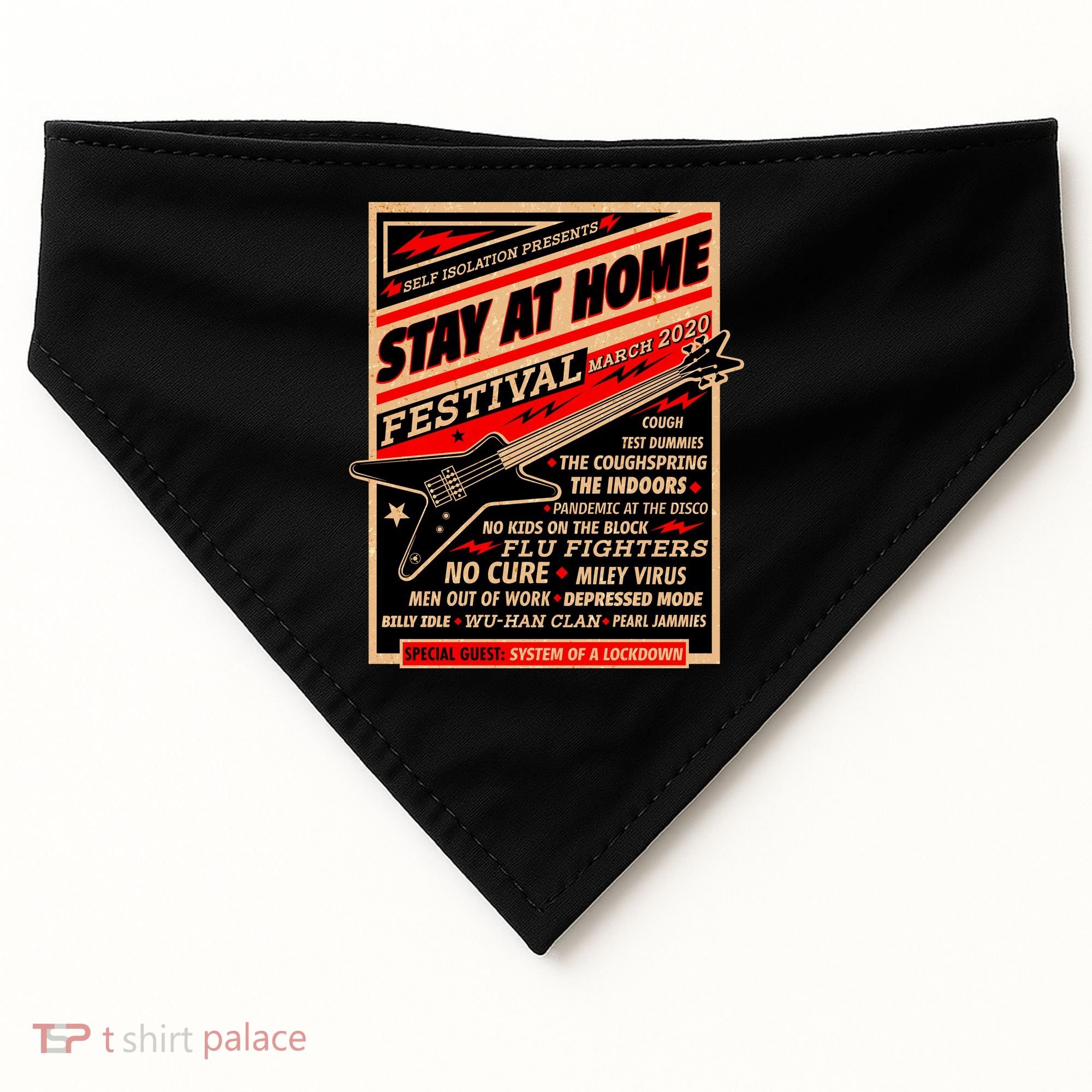 Stay At Home Festival Concert Poster Quarantine USA-Made Doggie Bandana