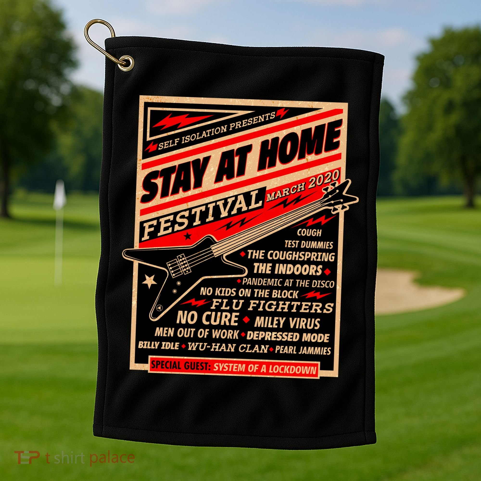 Stay At Home Festival Concert Poster Quarantine Golf Towel