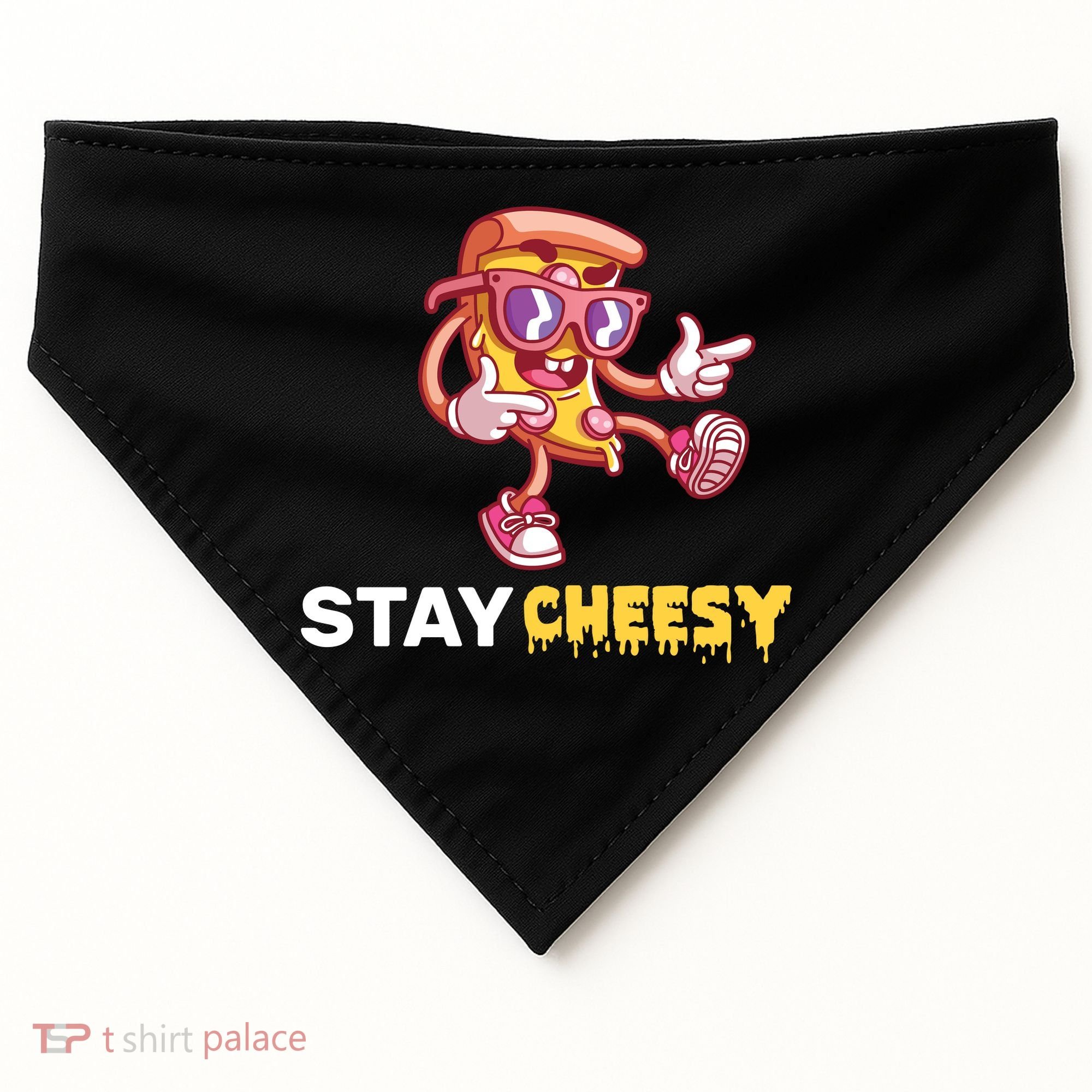 Stay Cheesy Pizza USA-Made Doggie Bandana