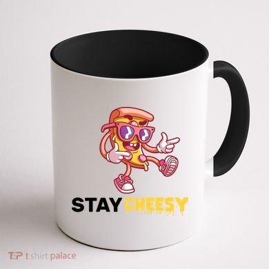Stay Cheesy Pizza Coffee Mug back