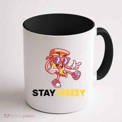 Stay Cheesy Pizza Coffee Mug back