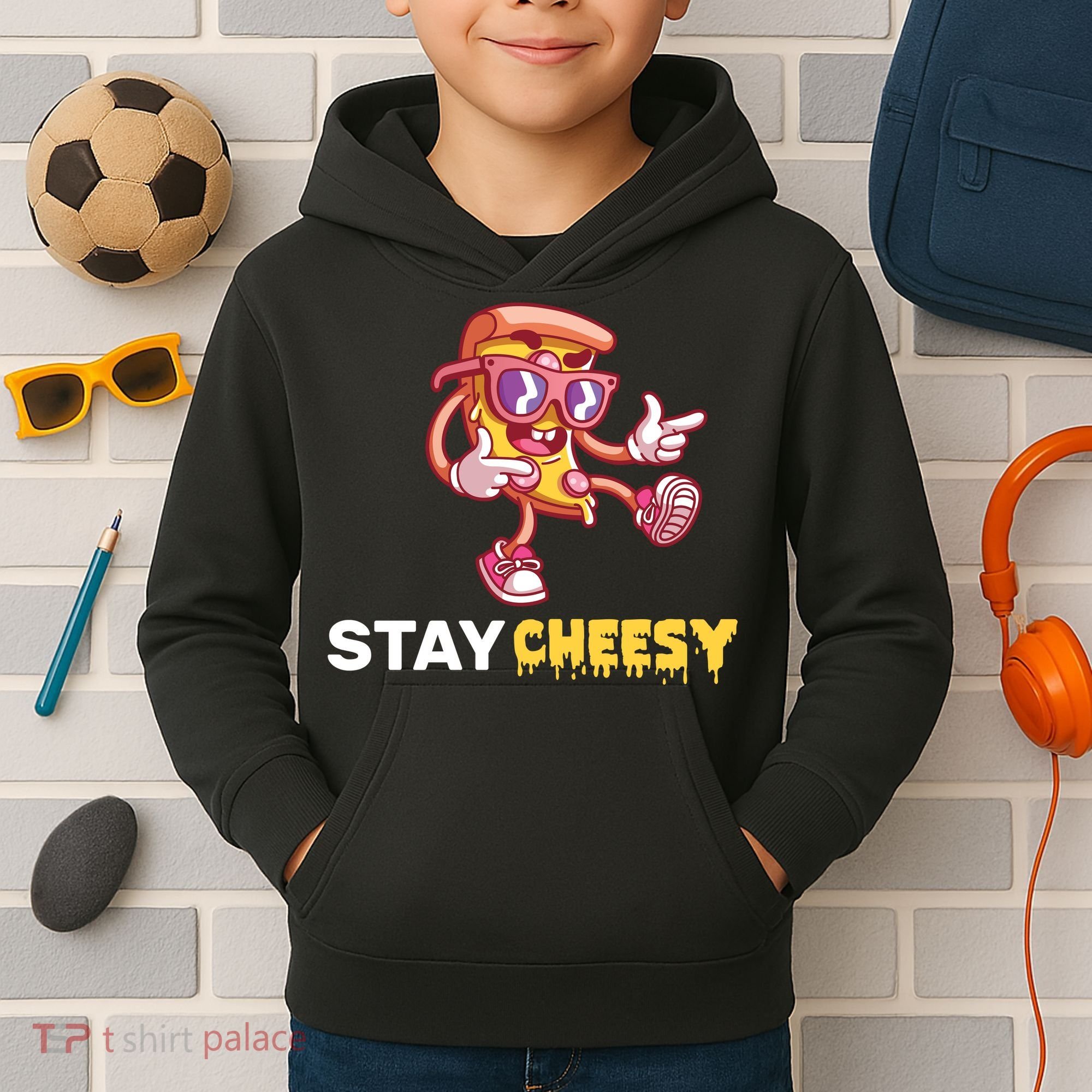 Stay Cheesy Pizza Kids Hoodie