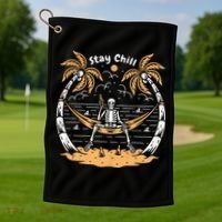 Stay Chill Skeleton Golf Towel thumb 1
