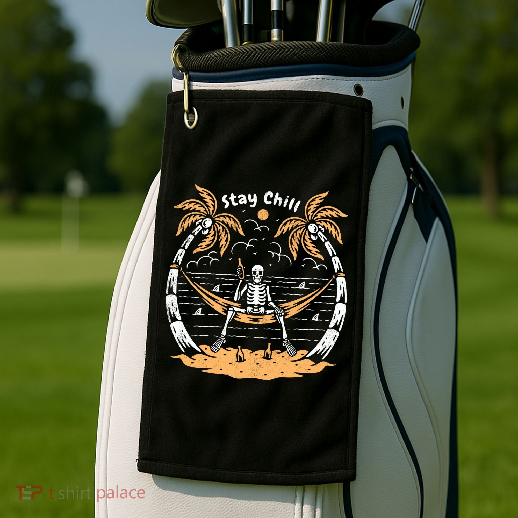 Stay Chill Skeleton Golf Towel