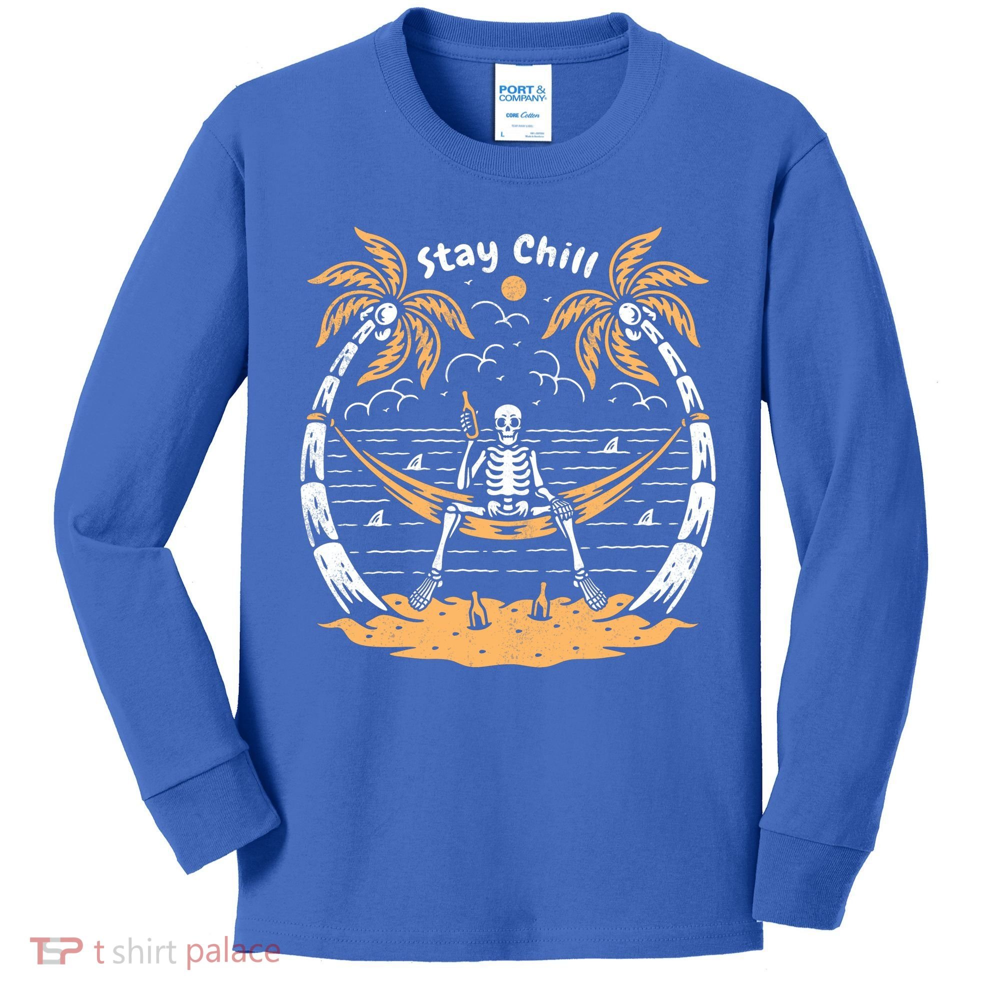 Stay Chill Skeleton Kids Long Sleeve Shirt