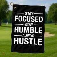 Stay Focused Humble Always Hustle Golf Towel thumb 1