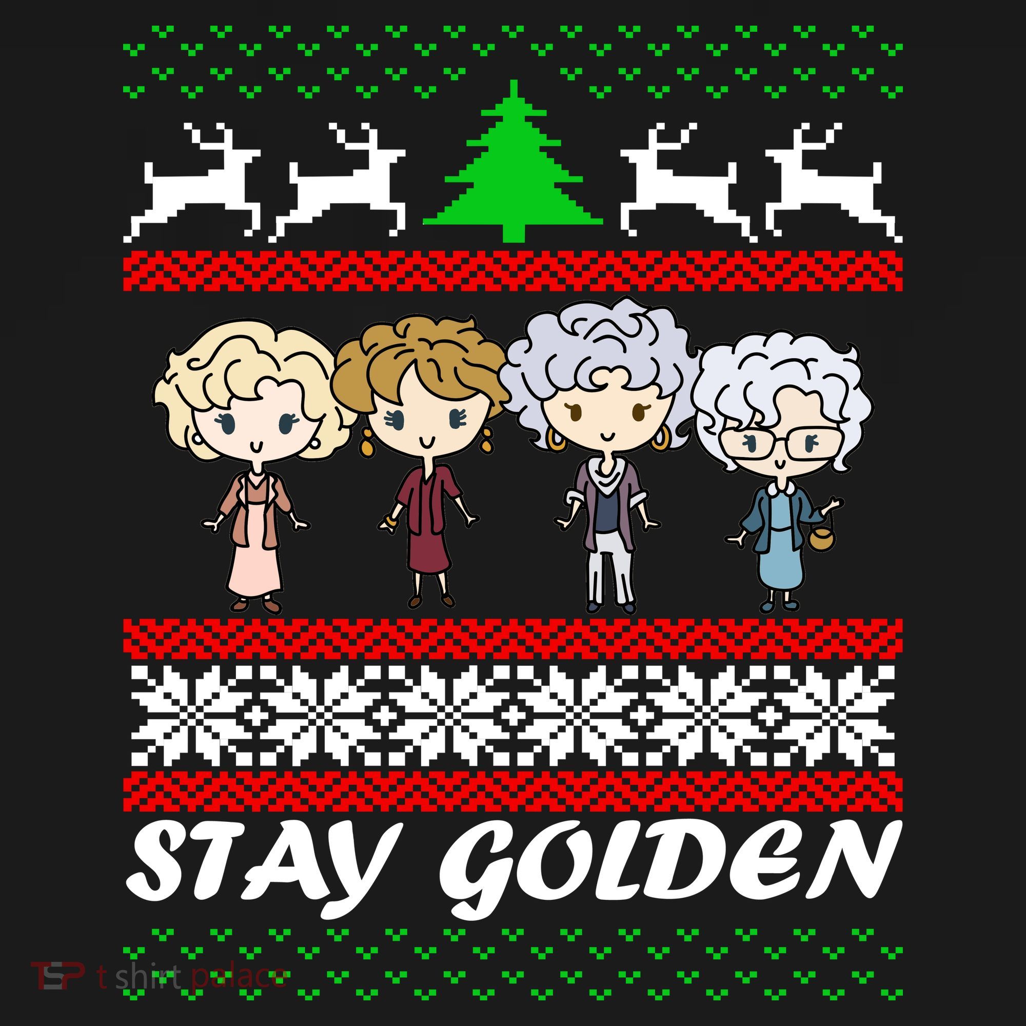Stay Golden Ugly Christmas USA-Made Doggie Bandana