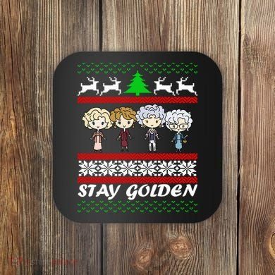 Stay Golden Ugly Christmas Coaster