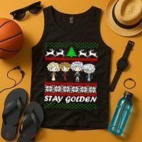 Stay Golden Ugly Christmas Tank Top thumb 4