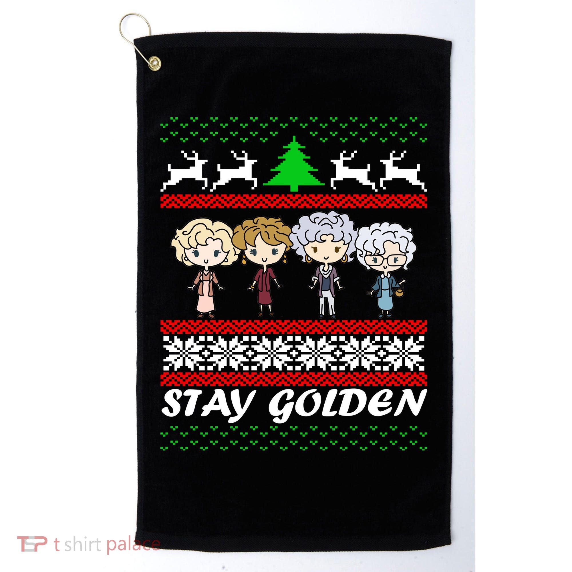 Stay Golden Ugly Christmas Golf Towel