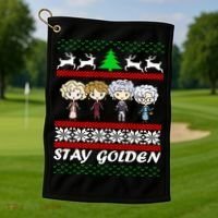 Stay Golden Ugly Christmas Golf Towel thumb 1