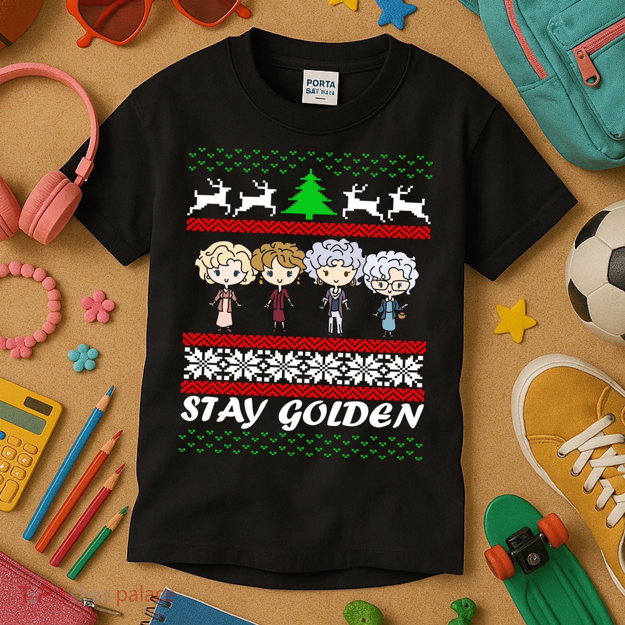 Stay Golden Ugly Christmas Kids T-Shirt