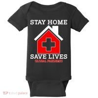 Stay Home Save Lives Global Pandemic Baby Bodysuit thumb 0