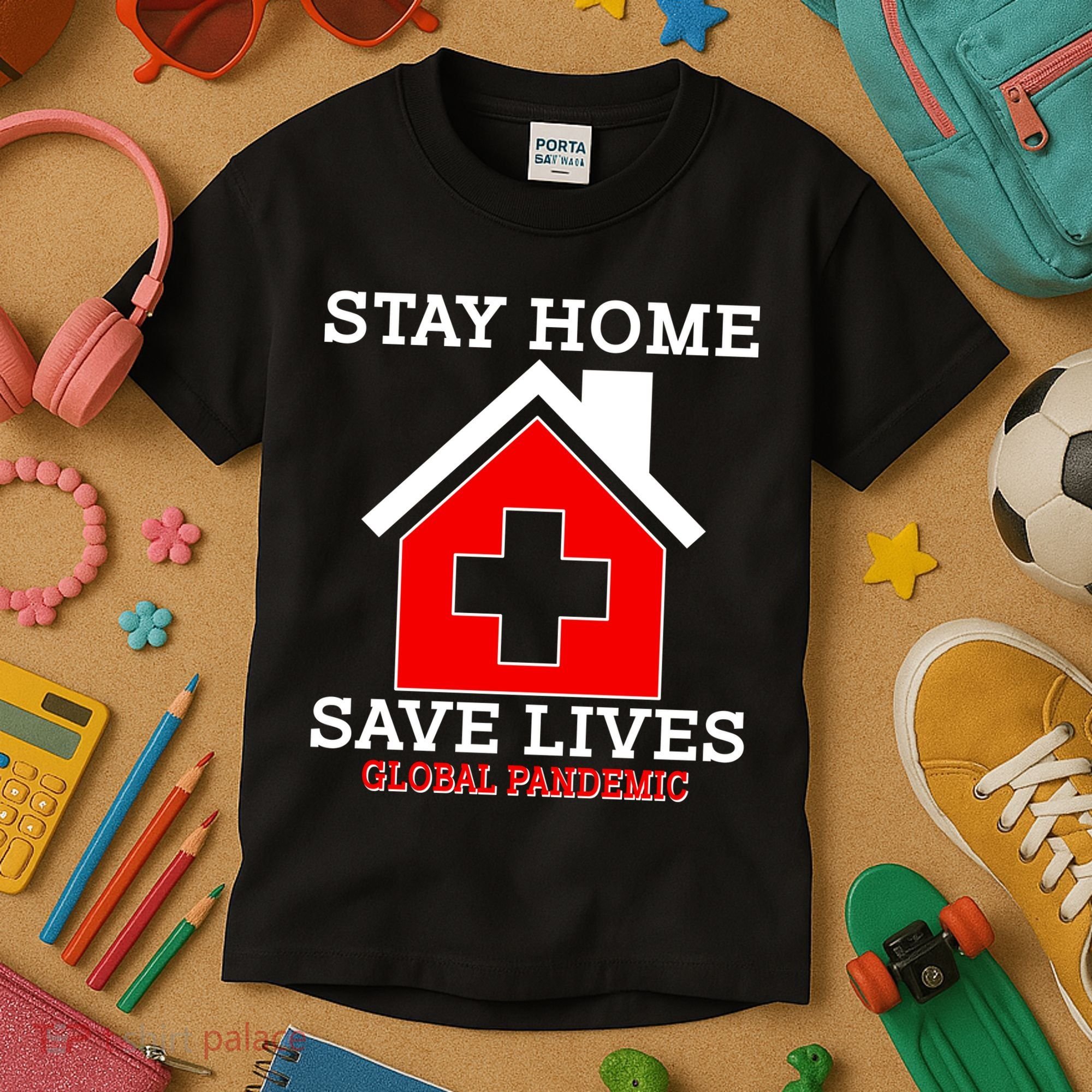 Stay Home Save Lives Global Pandemic Kids T-Shirt