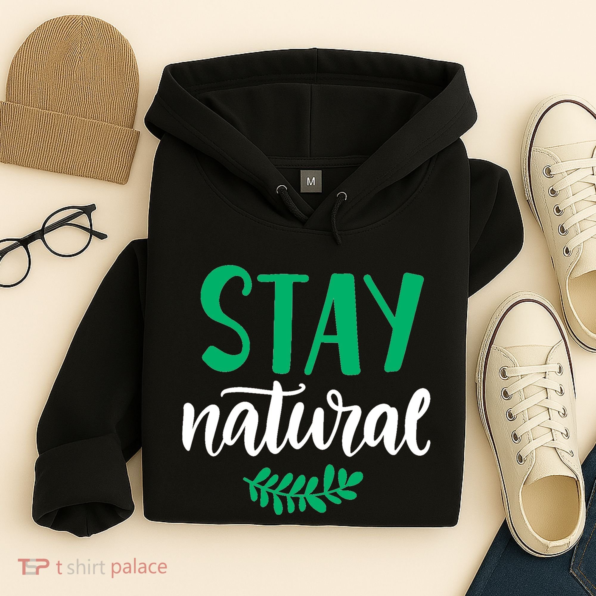 Stay Natural Green Leaf Hoodie
