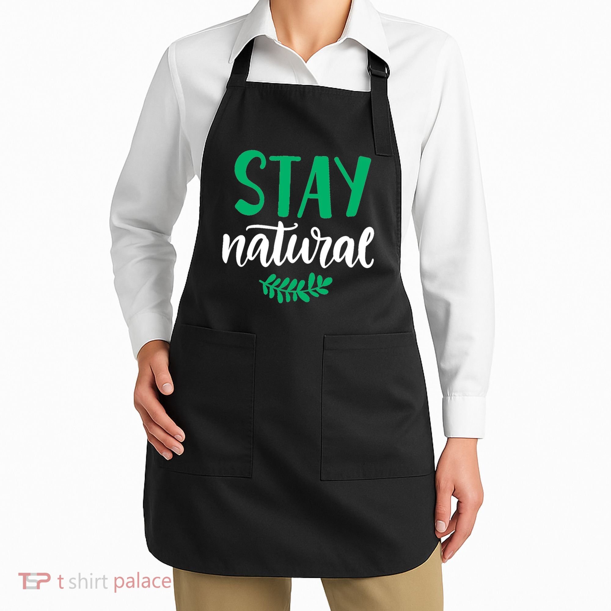 Stay Natural Green Leaf Apron