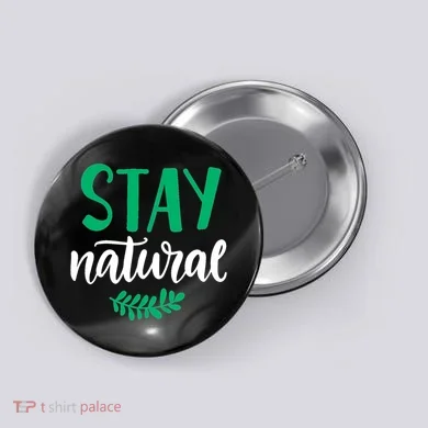 Stay Natural Green Leaf Button