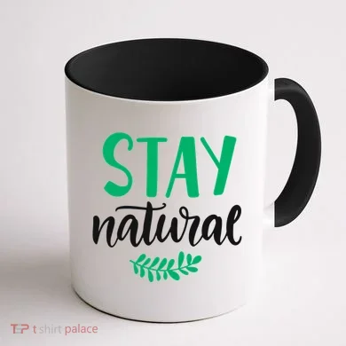 Stay Natural Green Leaf Coffee Mug back