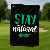 Stay Natural Green Leaf Golf Towel thumb 1