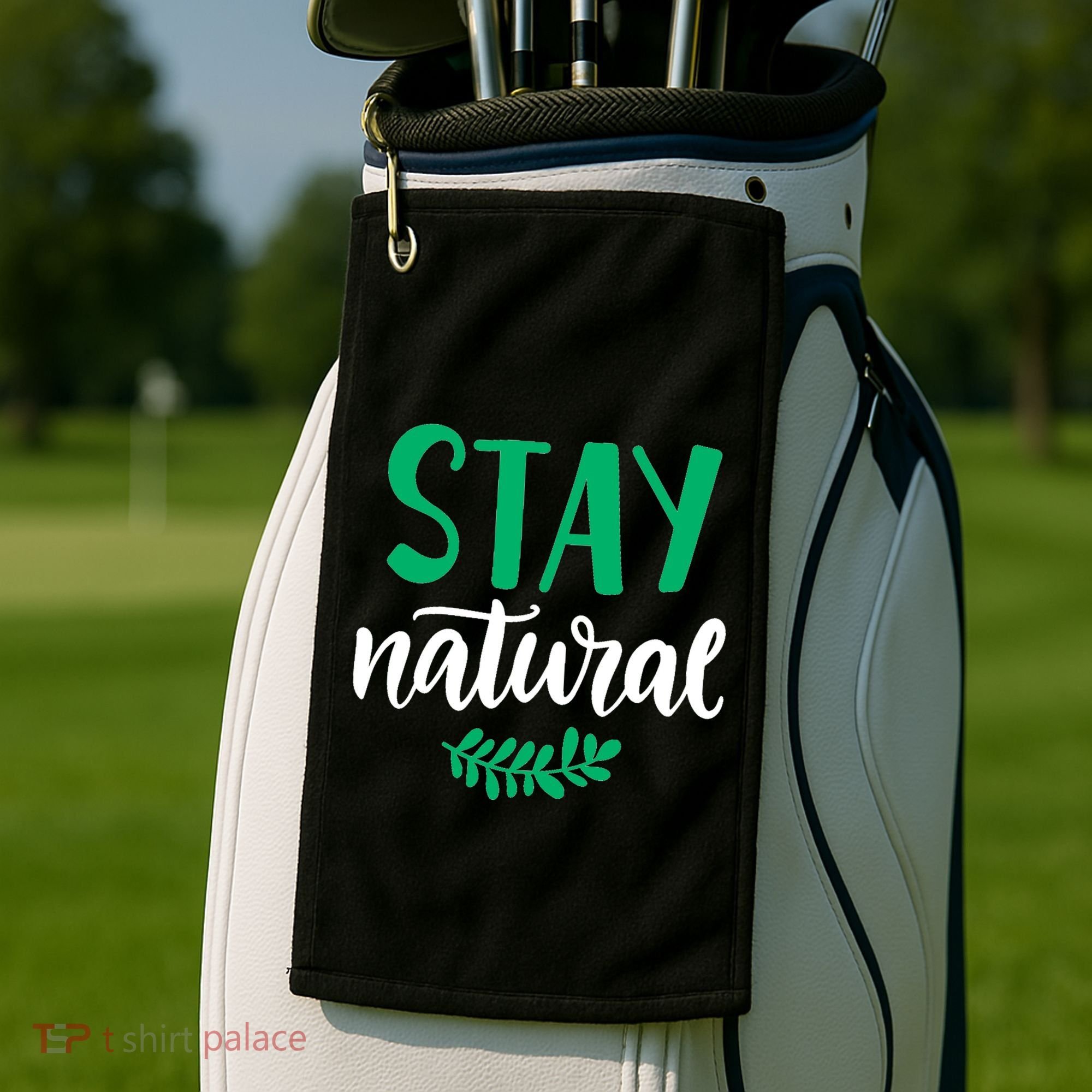 Stay Natural Green Leaf Golf Towel
