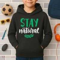 Stay Natural Green Leaf Kids Hoodie thumb 2