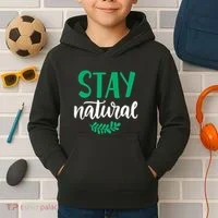 Stay Natural Green Leaf Kids Hoodie thumb 2