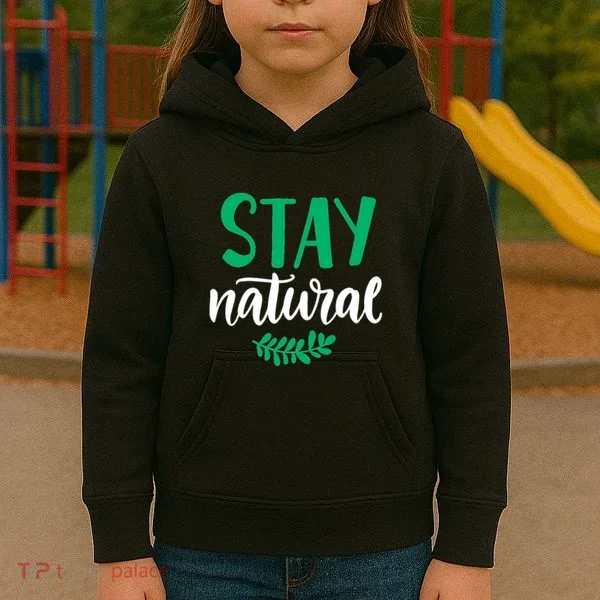 Stay Natural Green Leaf Kids Hoodie