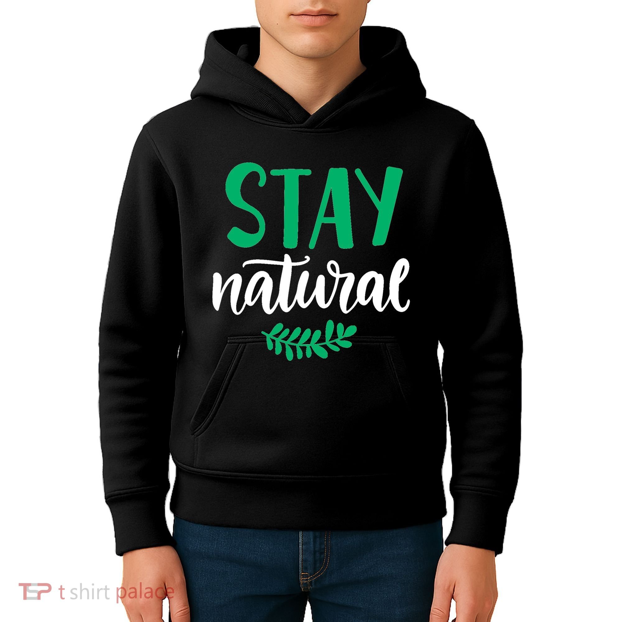 Stay Natural Green Leaf Kids Hoodie