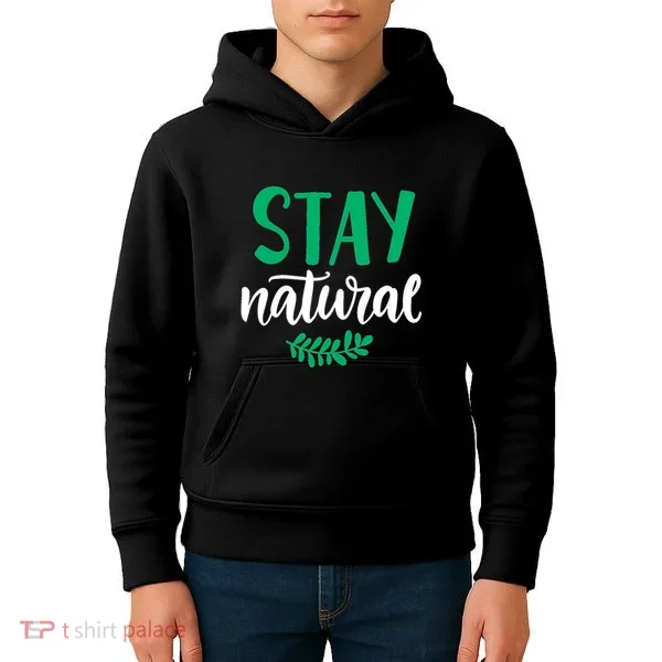 Stay Natural Green Leaf Kids Hoodie