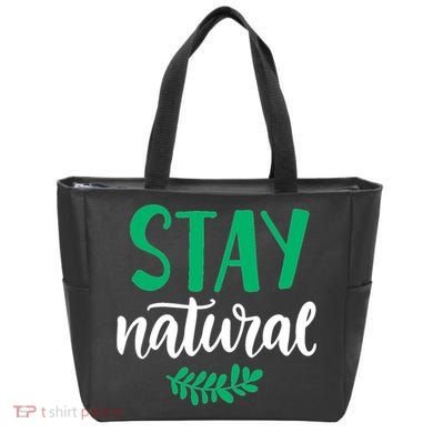 Stay Natural Green Leaf Tote Bag