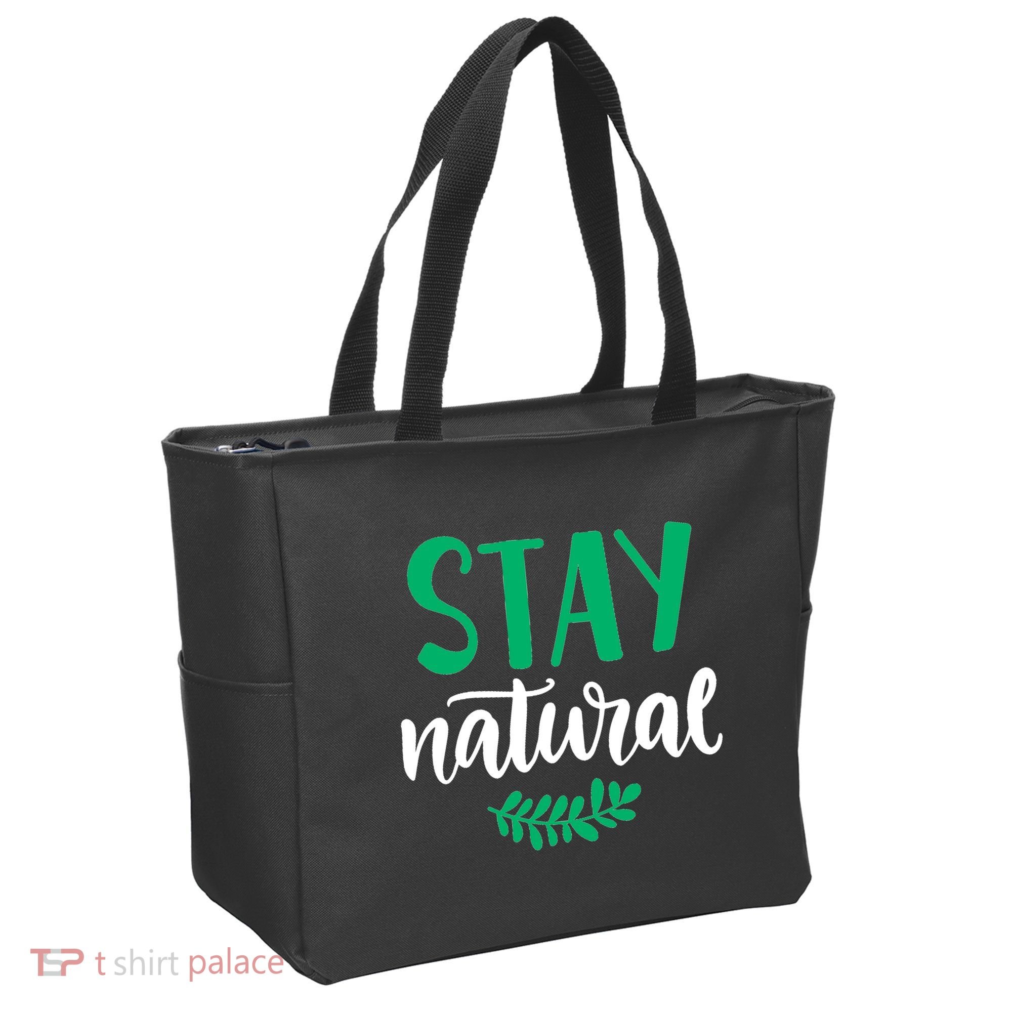 Stay Natural Green Leaf Tote Bag