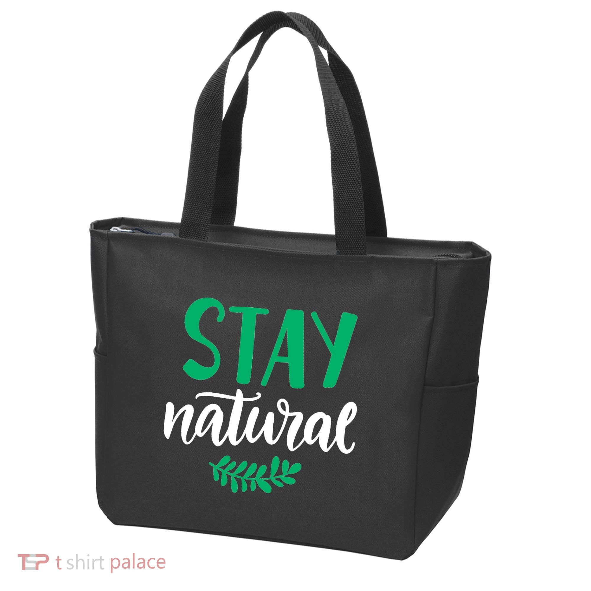 Stay Natural Green Leaf Tote Bag