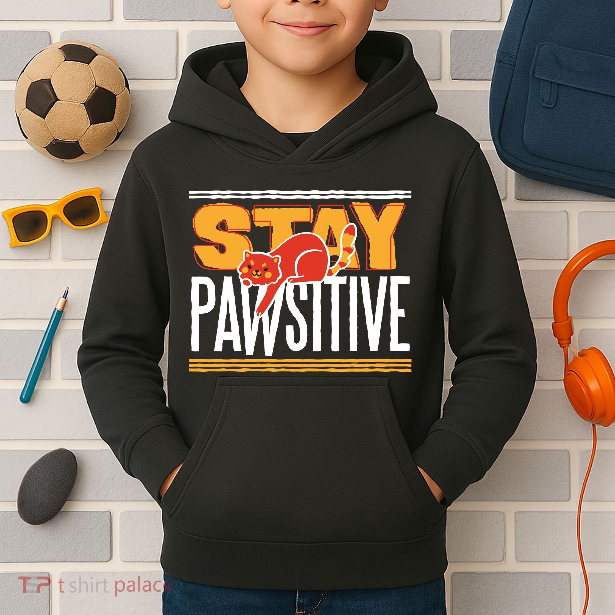 Stay Pawsitive Kids Hoodie