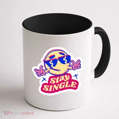 Stay Single Smiley Coffee Mug back