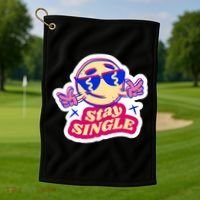 Stay Single Smiley Golf Towel thumb 1