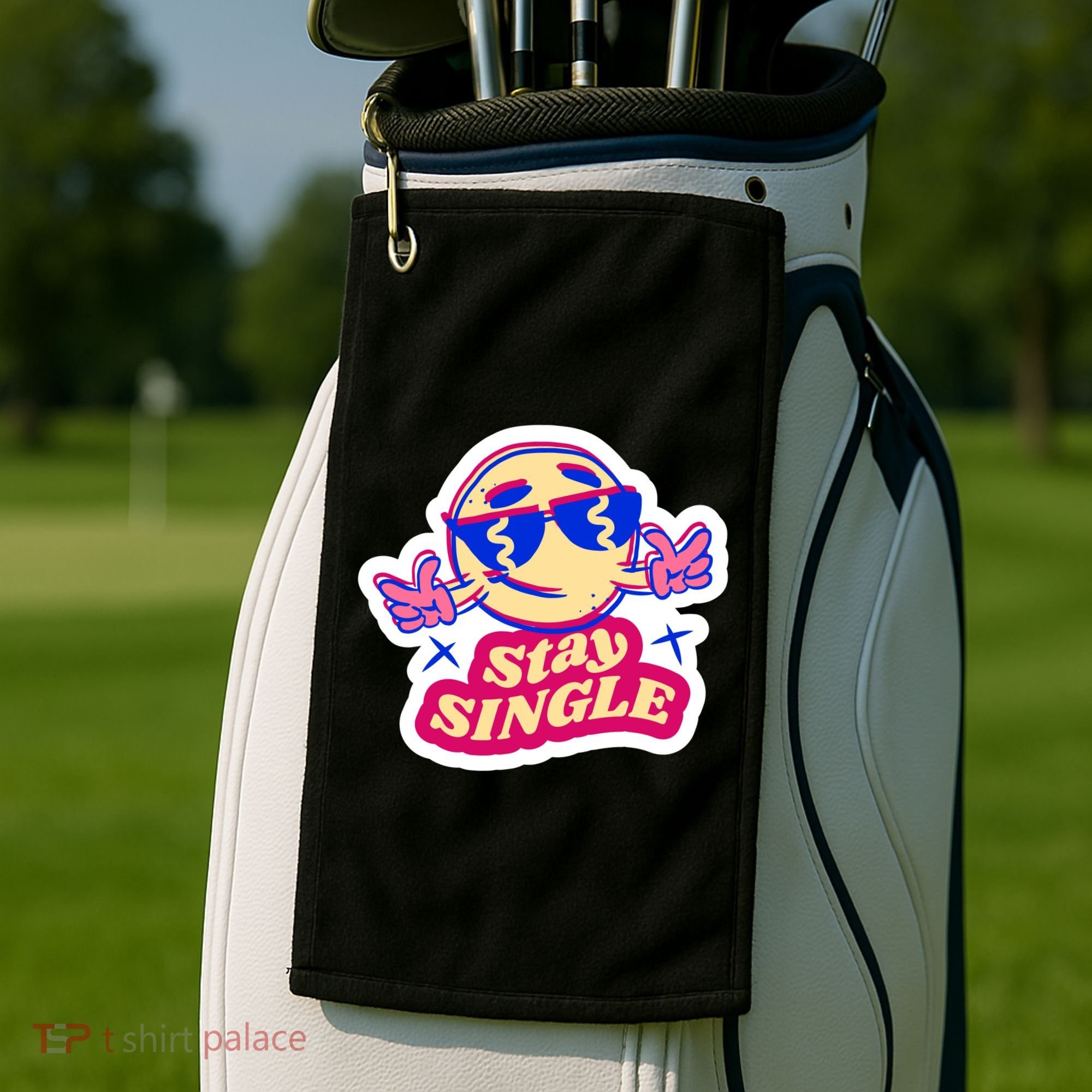 Stay Single Smiley Golf Towel