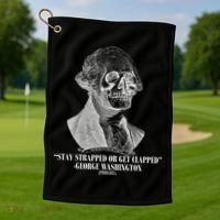 Stay Strapped or Get Clapped Golf Towel thumb 1