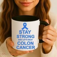 Stay Strong And Let's Beat Colon Cancer Coffee Mug thumb 3